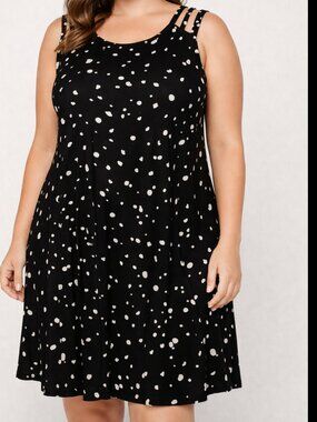 Vintage 2 Dye 4 Sleeveless Polka Dot Dress with Triple-Strap Detail size XL